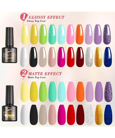 Yocrovv 23 Pcs Gel Nail Polish Set with Matte & Glossy Top Coats | Soak Off Gel Polish Kit for Christmas Gift | Popular Gel Nail Art Polish - Buy Online on GoSupps.com