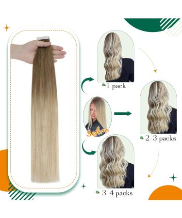 Easyouth Balayage Tape in Human Hair Extensions Brown to Blonde Ombre #8/60/18 - 20Pcs 22 Inch 50g Real Hair Silky Soft - Buy Online on GoSupps.com