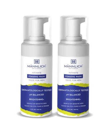 Mannlich Intimate Wash 150 ml (Pack of 2) Relieves Itchiness & Odour Prevents Fungal Growth Genital Area pH Balanced & Dermatologically Tested With Tea Tree Oil Neem Eucalyptus Oil 1% Salicylic