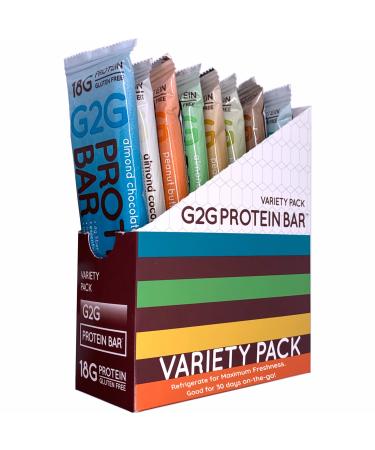 G2G Protein Bar, 8 Flavor Variety Pack, High Protein, Gluten-Free, Healthy Snack, Delicious Meal Replacement, Clean Ingredients, Refrigerated for Freshness, (Pack of 8) 8 Count (Pack of 8)