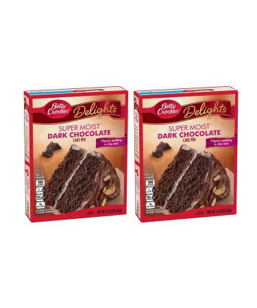 Betty Crocker Delights Super Moist Dark Chocolate Cake Mix 15.25 oz.(432g) | Perfect Dessert for Gatherings Parties or Entertaining Family | Pack of 2