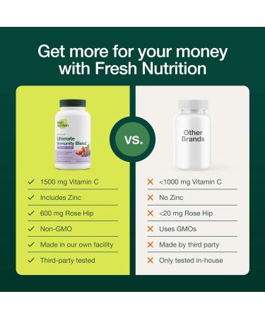 Immunity Boost Chewables - Vitamin C 1500mg, Elderberry 600mg, Rose HIPS 600mg, Zinc 30mg - 90 Vegan Chewable Tablets in Berry Flavor - Buy Online on GoSupps.com