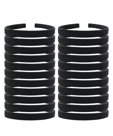 20 Pieces Monochrome Black Fabric Covered Elastic Hair Bands for Women - DIY Tiara & Crown Accessories - Buy Online on GoSupps.com