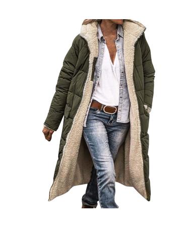 Hanxiulin coat plush jacket hoodie jacket oversize winter coat women sweater fleece sweater long warm women's coat elegant long thick light outdoor premium coat l gn1