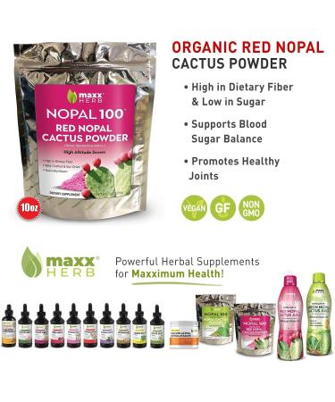 Maxx Herb Organic Red Nopal Cactus Powder - Digestion & Immune Support - 10 Oz Bag (28 Servings) | Vegan, Non-GMO, Gluten-Free - Buy Online on GoSupps.com