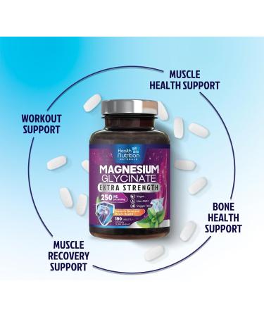 Magnesium Glycinate 250mg - 100% Chelated Magnesium for Max Absorption - Sleep Support Muscle Nerves Bone & Heart Health Support Best Mag Supplement Vegan Non-GMO 3rd Party Tested - 180 Tablets 180 Count (Pack of 1) - Buy Online on GoSupps.com