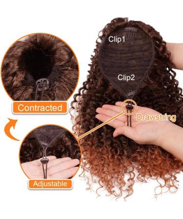 Colorfulpanda Afro Kinky Curly Ponytail 14inch - Black/Auburn Synthetic Hair Extension for Black Women - Buy Online on GoSupps.com