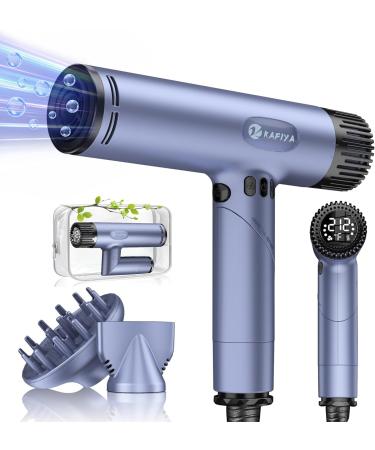 Hair Dryer with Diffuser 130 000RPM High Speed Blow Dryer with Digital Display for Travel Foldable Negative Ion Hair Dryers for Men/Women Compact and Portable Hairdryer (Grey)