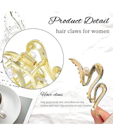 2PCS Hair Clips Large Pearl Hair Clips Non-Slip Metal Hair Clips Silver Gold Hair Clip Strong Hold Hair Accessories for Women and Girls Hair Accessories - Buy Online on GoSupps.com