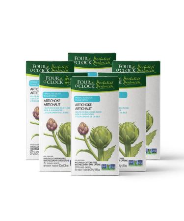 Four O'Clock Herbalist Detox Artichoke Herbal Tea Non-Gmo Kosher Gluten-Free 6 Packs of 20 Teabags