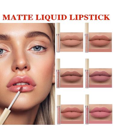 QIUFSSE 6Pcs Matte Nude Lipstick Set - Long Lasting Waterproof Lip Gloss for Women - Buy Online on GoSupps.com