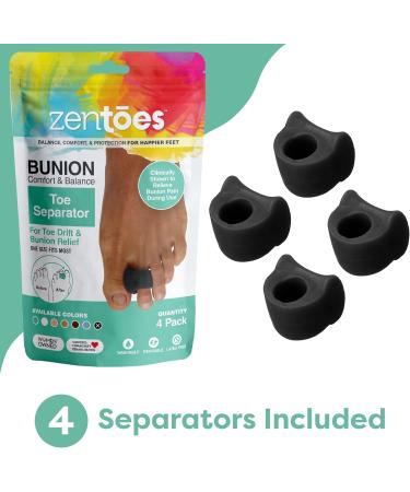 Zentoes Gel Toe Spreader for Overlapping Toes & Alignment - 4 Pieces (Black) | Corrective Spacer for Pain Relief - Buy Online on GoSupps.com