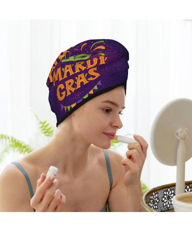 Mardi Gras2 Microfiber Hair Towel - Soft & Super Absorbent Coral Velvet Quick Dry Wrap for Long Curly & Thick Hair - International Shipping Available - Buy Online on GoSupps.com