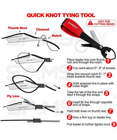 SAMSFX Fly Fishing Knot Tying Tools - Quick Knot Tool for Hooks, Lures, Flies, Trout Line Backing - 2 Sets with Zinger Retractors - Red Grip Knot Tool & Carabiner Zinger - Buy Online on GoSupps.com