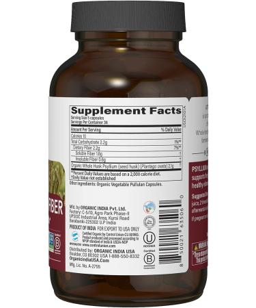 ORGANIC INDIA Psyllium Herbal Powder - Whole Husk Fiber Capsules for Healthy Elimination | Keto Friendly, Vegan, Gluten-Free | USDA Certified Organic, Non-GMO | 36 Servings - Buy Online on GoSupps.com