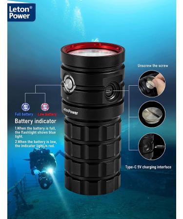 LetonPower Dive Light TS S Pro 13000 Lumens Diving Flashlight - Underwater Video Light with Type-C Charging | Professional Underwater Sports - Buy Online on GoSupps.com