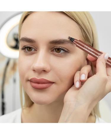 Liquid Eyebrow Pencil Brow Pencil with Fork Tip 4 Point Waterproof Eyebrow Pencil No Smudge Liquid Brow Quick Dry EyeLiner for Long Lasting Red Brown - Buy Online on GoSupps.com