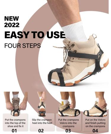 Stainless Steel 11 Spikes Crampons - Anti-Slip Ice Cleats for Hiking Boots - Black - Large US Men 8-10.5 Women 10-11/EU 42-44 - Buy Online on GoSupps.com