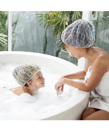 PAGOW 12pcs Reusable Waterproof Shower Caps - Flower Printed Hair Hat for Women, Men, Kids - Multicolor, 3 Types - Ideal for Home and Salon Use - Buy Online on GoSupps.com