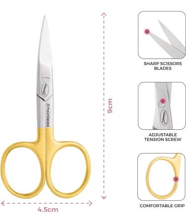 Thick Curved Gold Nail Scissors - Stainless Steel Manicure Tool for Men & Women - Ideal for Nails, Cuticles, Hair & Beard Grooming - Buy Online on GoSupps.com