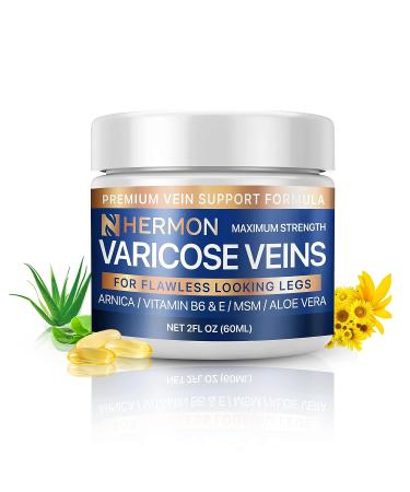 Hermon Varicose Veins Cream - Natural Treatment for Pain Relief and Soothing Leg Varicose & Spider Veins - 2 Oz - Buy Online on GoSupps.com