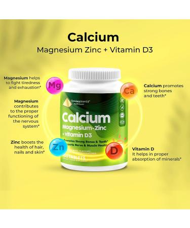 Health Pyramid Calcium Magnesium Zinc with Vitamin D3 - 100 Vegan Tablets for Strong Bones, Teeth, Nerve & Muscle Health - Buy Online on GoSupps.com