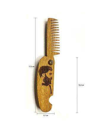 B4K Premium Handmade Wooden Comb for Men | Travel-Sized Multifunctional Pocket Comb for Hair Beard & Mustache | Perfect for Oils & Balm - Engraved Oak Gentlemen - Buy Online on GoSupps.com