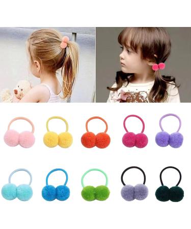 20 Pcs Pom Ball Elastic Hair Ties Fluffy Ball Hair Ties PomPom Hair Band for Girls Toddlers Pigtail Ball Ponytail Holders for Girls - Buy Online on GoSupps.com