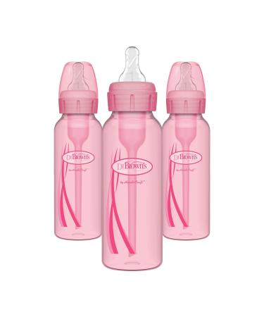 Dr. Brown's Narrow Baby Bottles - Pack of 3 - Pink - 8 Oz.