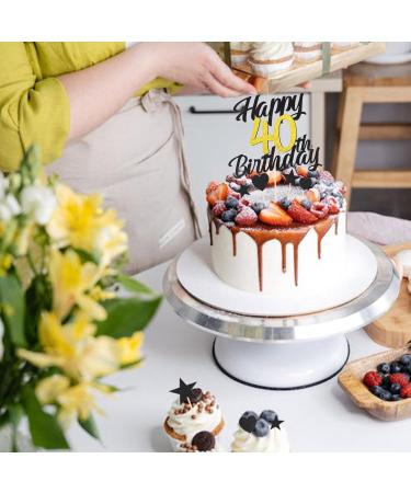 Shop Alegre Tortendeko 40th Birthday Cake Decorations | Black Gold Glitter Cake Topper for Men & Women | 9-Piece Set - Buy Online on GoSupps.com