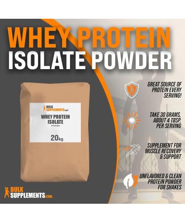 BulkSupplementsWhey Protein Isolate Powder Unsweeteneed Unflavored & Gluten Free 30g per Serving - 44 lbs - Buy Online on GoSupps.com