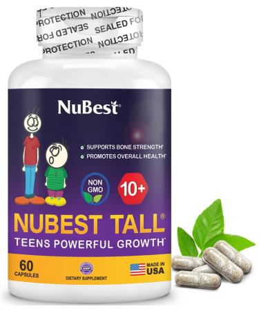 NuBest Tall 10+ Premium Bone Strength Formula Enhanced Immunity and Overall Health for Age 10+ with Calcium Vitamin D3 Vitamin K2 and Multivitamins | 60 Capsules | 1 Month Supply 60 Count (Pack of 1)