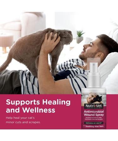 Nutri-Vet Antimicrobial Wound Spray for Cats | Soothing Aloe & Vitamin E Formula | Promotes Healing, Reduces Pain | 4oz - Buy Online on GoSupps.com