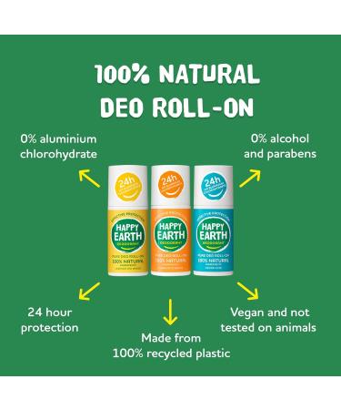  HAPPY EARTH Happy Earth 100% Natural Unscented Roll-On Deodorant 75ml - Buy Online on GoSupps.com