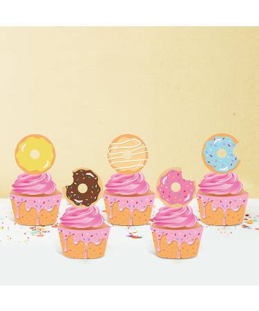 40Ct Donut Party Cupcake Toppers and Wrappers - Donut Food Theme Party/Tea/Doughnut Birthday Party Supplies Donut Baby Shower Decorations Cake Decor - Buy Online on GoSupps.com