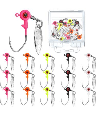 15 Pieces Fishing Jig Heads Kit Fishing Jig Head Hooks Jig Hook Lure Fishing Jigs with Plastic Box for Bass and Crappie Mix Color 1/8 oz