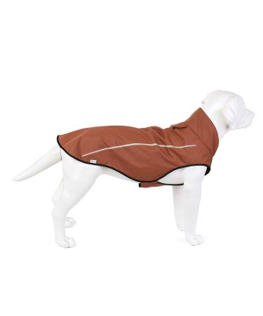 Mile High Life Hundersmantel adjustable waterproof pet clothing light rain jacket with reflective strip Easy entry -level closure (L brown) Large brown