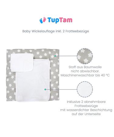 TupTam Changing Mat with 2 Terry Cloth Covers - Rowanberry 65 x 75 cm | International Shipping Available - Buy Online on GoSupps.com