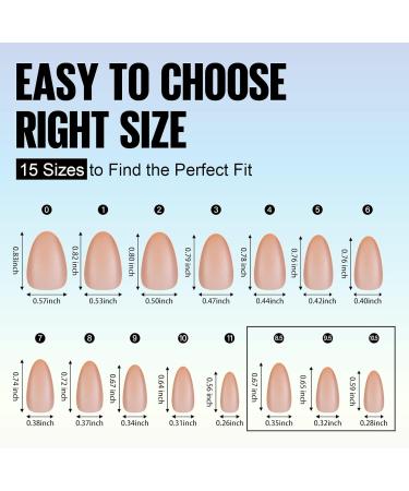 TOMICCA Short Almond Nail Tips 180PCS Soft Gel Nails 3-in-1 Matte Full Coverage in Nude - 15 Sizes for Nail Art Extensions - Buy Online on GoSupps.com