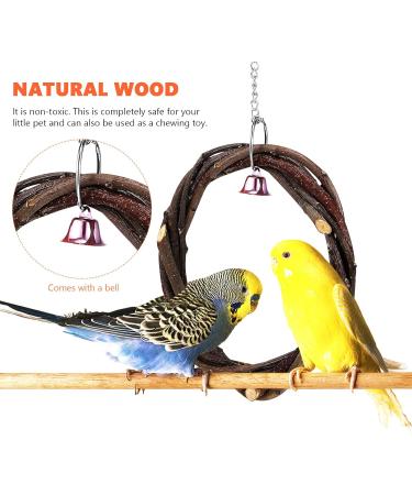 POPETPOP Bird Swing 2 Packs Parrot Swing Wooden Bird Swing Toy with Bell Hanging Swing Ring for Budgie Parakeet Cockatiel - Buy Online on GoSupps.com