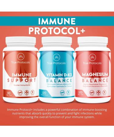 TRUE PROTOCOLS - Immune Protocol+ (3 Items) - Immune Support (90 Caps) Vitamin D-K2 Balance (120 Caps) & Magnesium Balance (120 Caps) - Bioavailable Capsules For Optimal Immune System Support Bone Cardiovascular & Overall Health - Immune System Booster -  - Buy Online on GoSupps.com