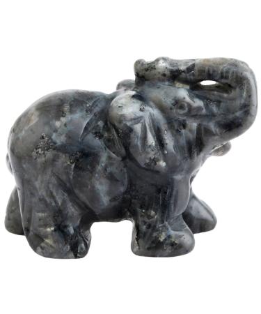 mookaitedecor Labradorite Crystal Elephant Sculpture Statue Crafts Healing Reiki Pocket Gemstone Figurines 1.5 Inch #9-labradorite