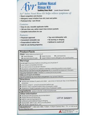 Ayr Saline Nasal Rinse Kit - 100 ct - Gentle Nasal Care - Pack of 1 - Buy Online on GoSupps.com