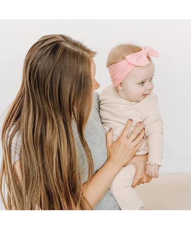 Sjbautyo Baby Girl Bowknot Elastic Hair Bands - 3 Pieces Soft Nylon Headgear for Toddlers (White Apricot Pink) - Perfect for Girls' Hairstyles - Buy Online on GoSupps.com