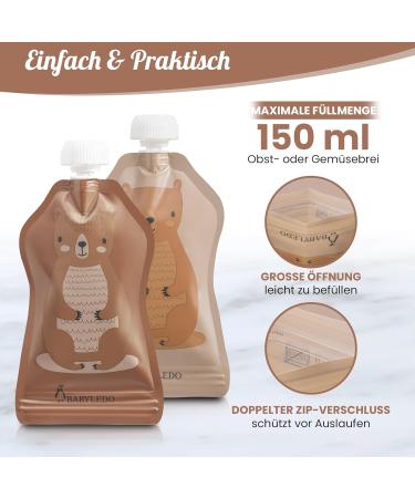Buy Babyledo Reusable Squeezing Bags for Babies & Children - 6-Pack 150ml BPA-Free Double Zip Closure Freezer & Dishwasher Safe - Buy Online on GoSupps.com