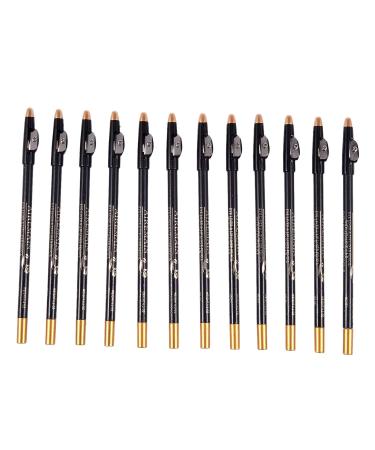 FYOBOT 12x Black Lip, Eyeliner and Eyebrow Pencils + Makeup Pencil Sharpener