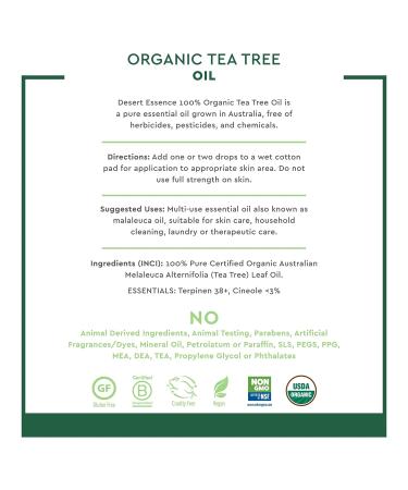 Desert Essence Organic Tea Tree Oil 0.5 fl oz - Antiseptic, Deep Cleansing, Therapeutic Grade Skincare for All Skin Types - Acne Treatment, Paraben-Free - Buy Online on GoSupps.com