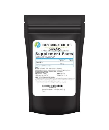 Prescribed For Life Alpha GPC Powder L Alpha glycerylphosphorylcholine Choline Supplement for Cognitive Function Non GMO Vegan Soy Free (113g)