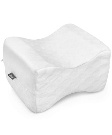 DMI Contoured Memory Foam Knee Wedge Pillow for Sleeping, Sciatica Pain Relief, Hip & Back Pain, Leg Pillow for Side Sleepers, Bed Positioner, White KNEE PILLOW