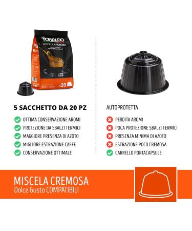 Toraldo Coffee CAFF TORALDO Dolce Gusto* compatible capsules 100 units creamy mixture Creamy mixture 100 Unit Confezione da 1 - Buy Online on GoSupps.com